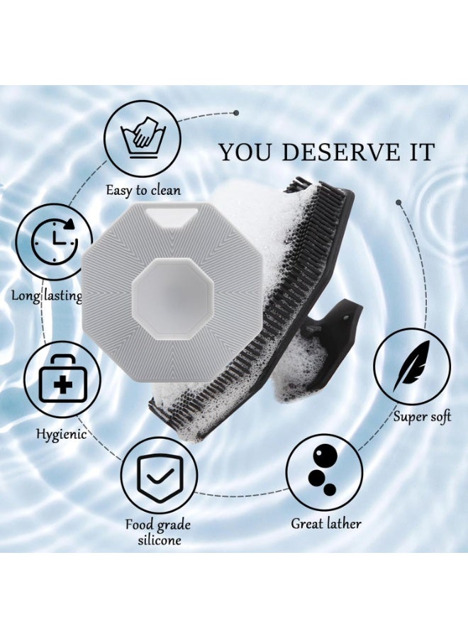 3Pack Silicone Body Scrubber,Body Buffer Exfoliating Brush with Silicone Loofah, Bath & Body Brushes for Men Women Kids Pets use in Shower, Scalp Exfoliator Hair Shampoo Skin Cleaning Brush - Image 2